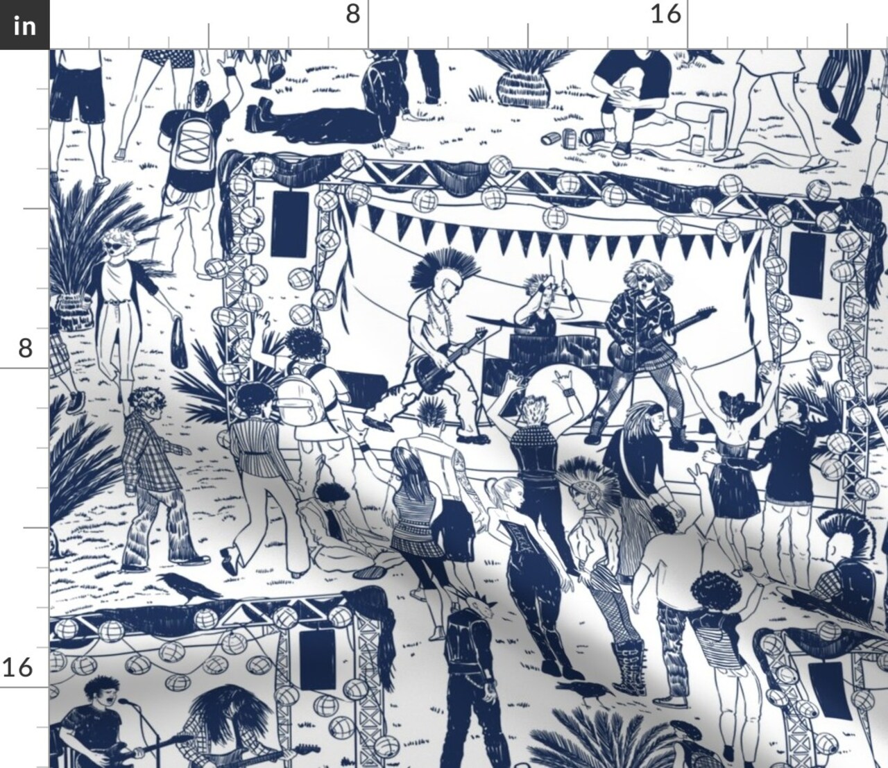 Music Musicians Concert Band Rock Punk Festival Toile De Jouy Alternative Classic Custom Printed Fabric by Spoonflower Various Fabrics by the Yard or Fat Quarter